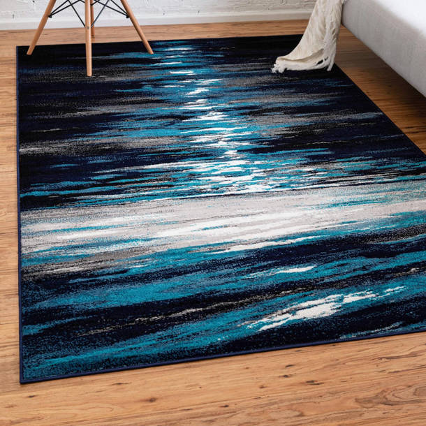 Wrought Studio Sidney Navy Blue Rug & Reviews | Wayfair